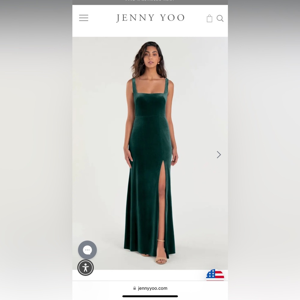 Jenny Yoo emerald green velvet dress